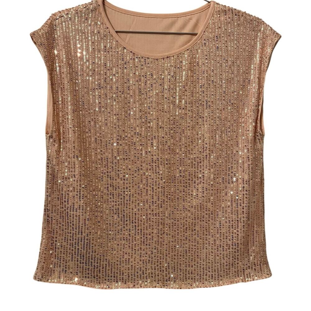 Amazon Peach Sequins Sleeveless Top M